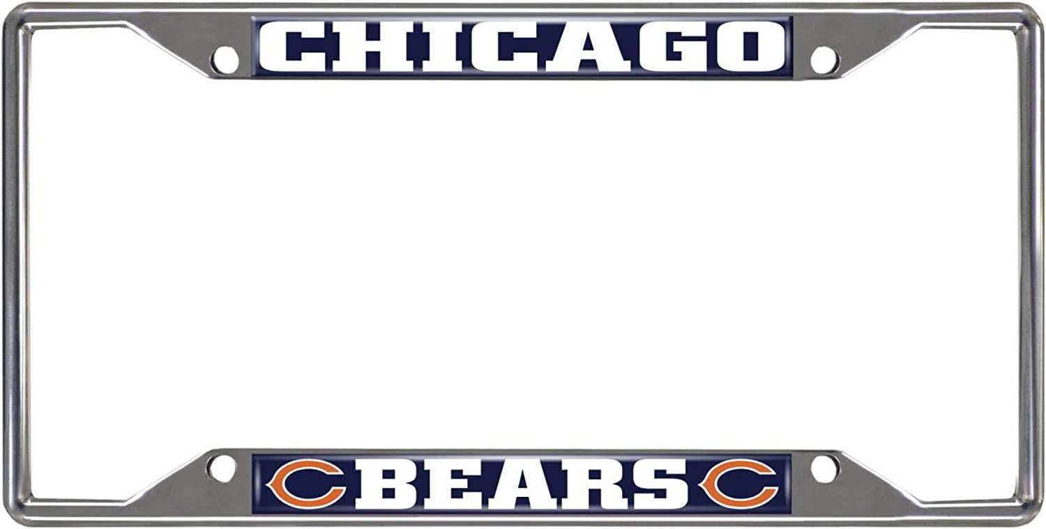 Chicago Bears Metal License Plate Frame Chrome Tag Cover 6x12 Inch