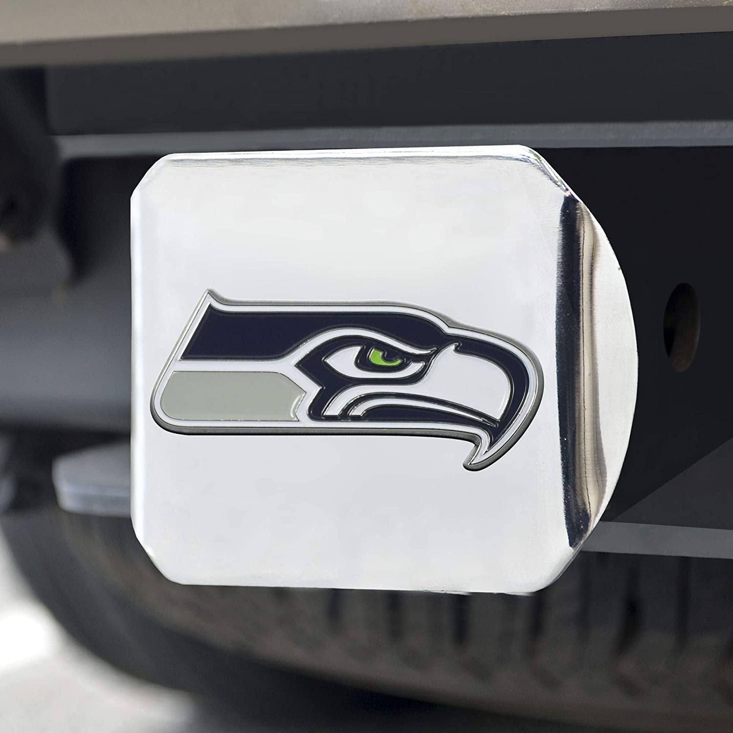 Seattle Seahawks Hitch Cover Solid Metal with Color Metal Emblem 2" Square Type III
