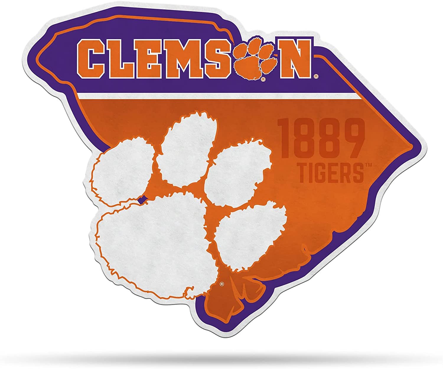 Clemson Tigers Pennant State Shape 18 Inch Soft Felt University of
