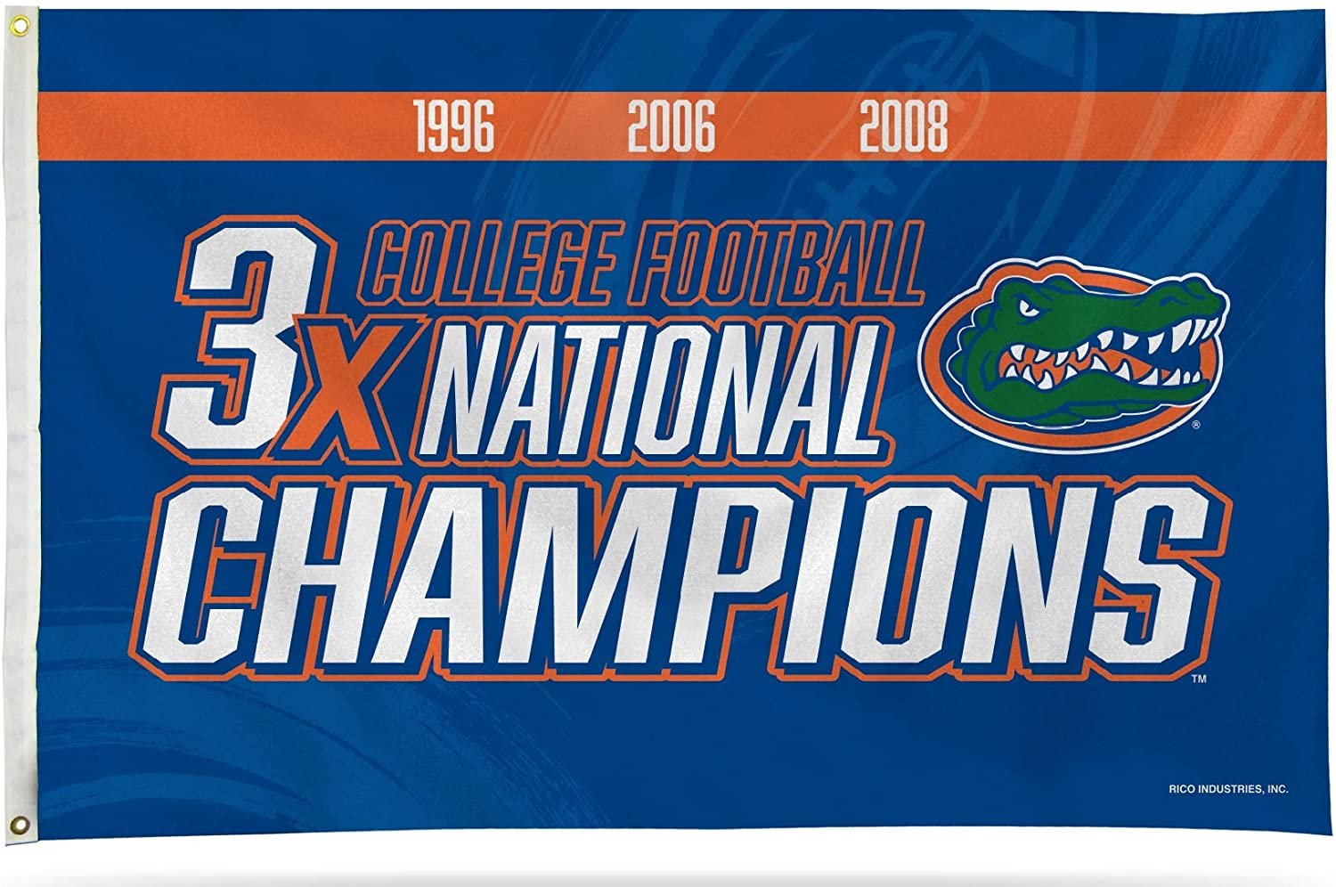 University of Florida Gators 3-Time Champions Premium 3x5 Feet Flag Banner, Logo Design, Metal Grommets, Outdoor Use, Single Sided