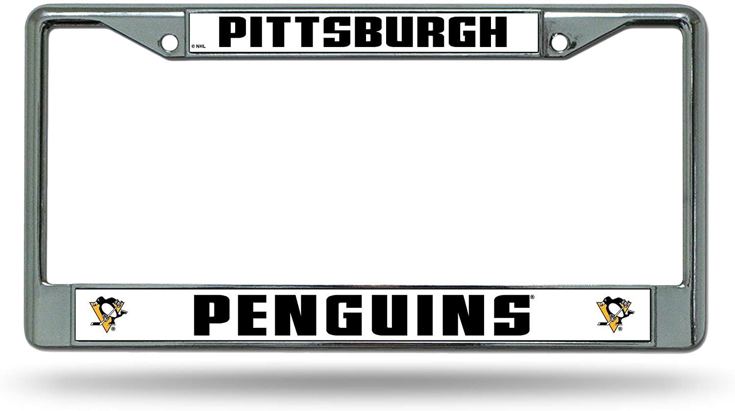 Pittsburgh Penguins Premium Metal License Plate Frame Chrome Tag Cover, 12x6 Inch