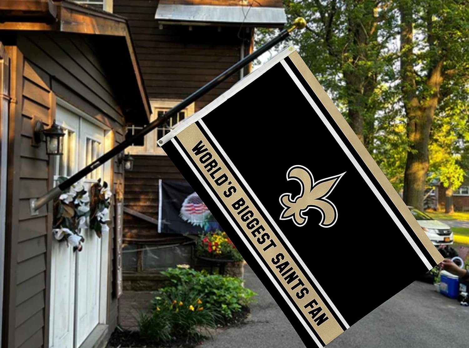 New Orleans Saints 3x5 Feet Flag Banner, World's Biggest Fan, Metal Grommets, Single Sided, Indoor or Outdoor Use