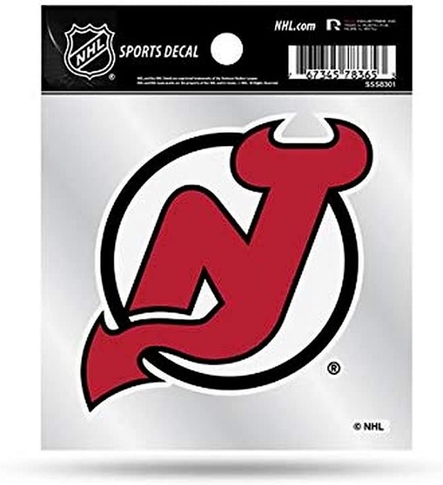 New Jersey Devils 4x4 Inch Die Cut Decal Sticker, Primary Logo, Clear Backing
