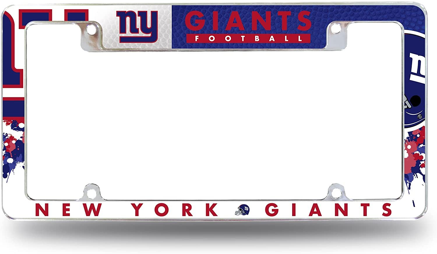 New York Giants Metal License Plate Frame Tag Cover 6x12 All Over Design EZ View