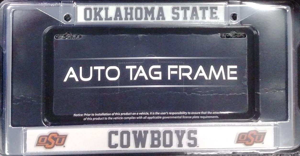 Oklahoma State University Cowboys Premium Metal License License Plate Frame Chrome Tag Cover, 12x6 Inch
