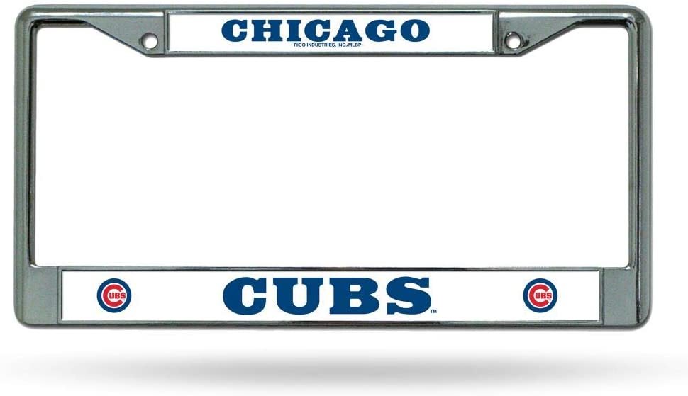 Chicago Cubs Chrome Metal License Plate Frame Tag Cover, 12x6 Inch