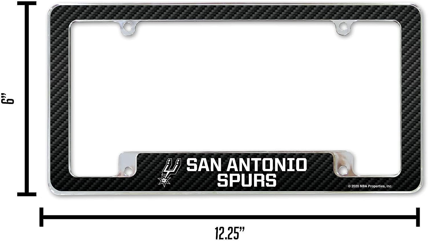San Antonio Spurs Metal License Plate Frame Tag Cover, Carbon Fiber Design, 6x12 Inch