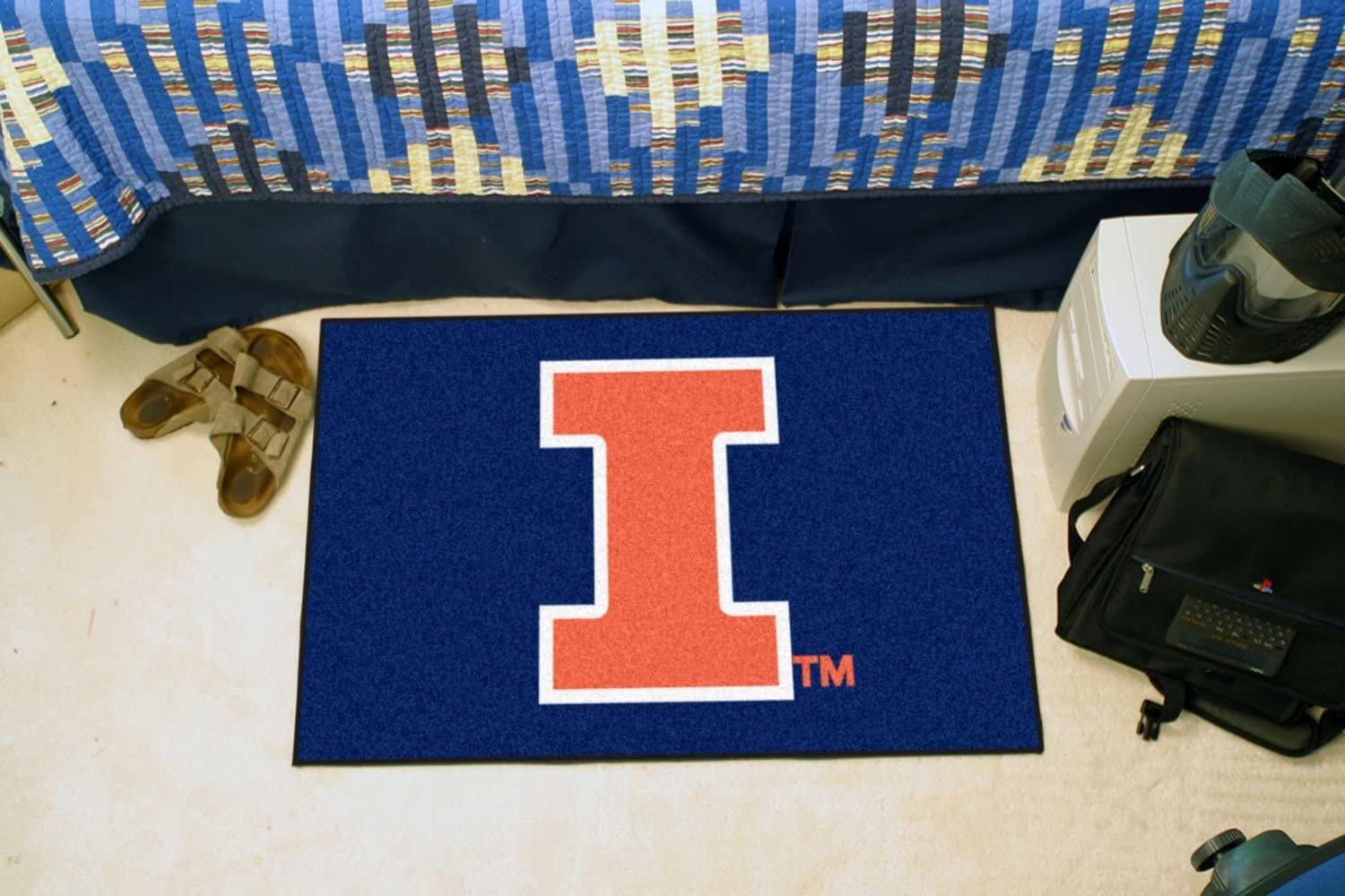 University of Illinois Fighting Illini Floor Mat Area Rug, 20x30 Inch, Nylon, Anti-Skid Backing