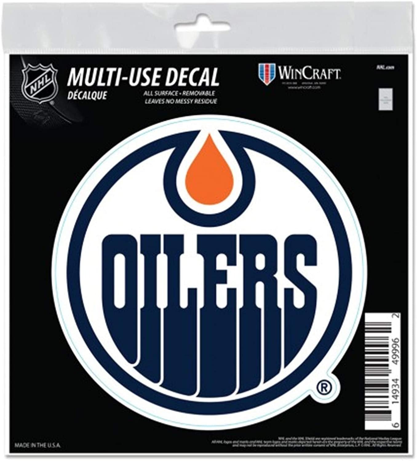 Edmonton Oilers 6 Inch Decal Sticker, Flat Vinyl, Die Cut, Primary Design, Full Adhesive Backing