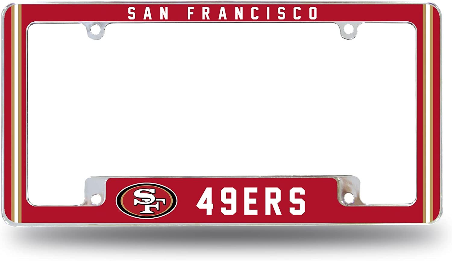 San Francisco 49ers Metal License Plate Frame Chrome Tag Cover Alternate Design 6x12 Inch