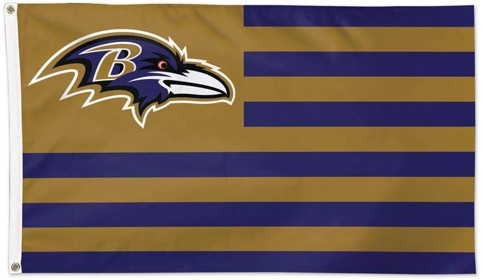 Baltimore Ravens Premium 3x5 Feet Flag Banner, Stripes Design, Metal Grommets, Outdoor Use, Single Sided