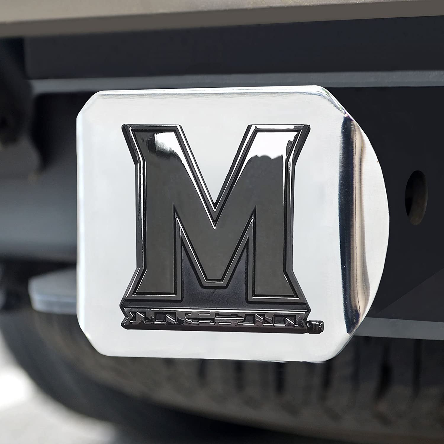 Maryland Terrapins Hitch Cover Solid Metal with Raised Chrome Metal Emblem 2" Square Type III University of