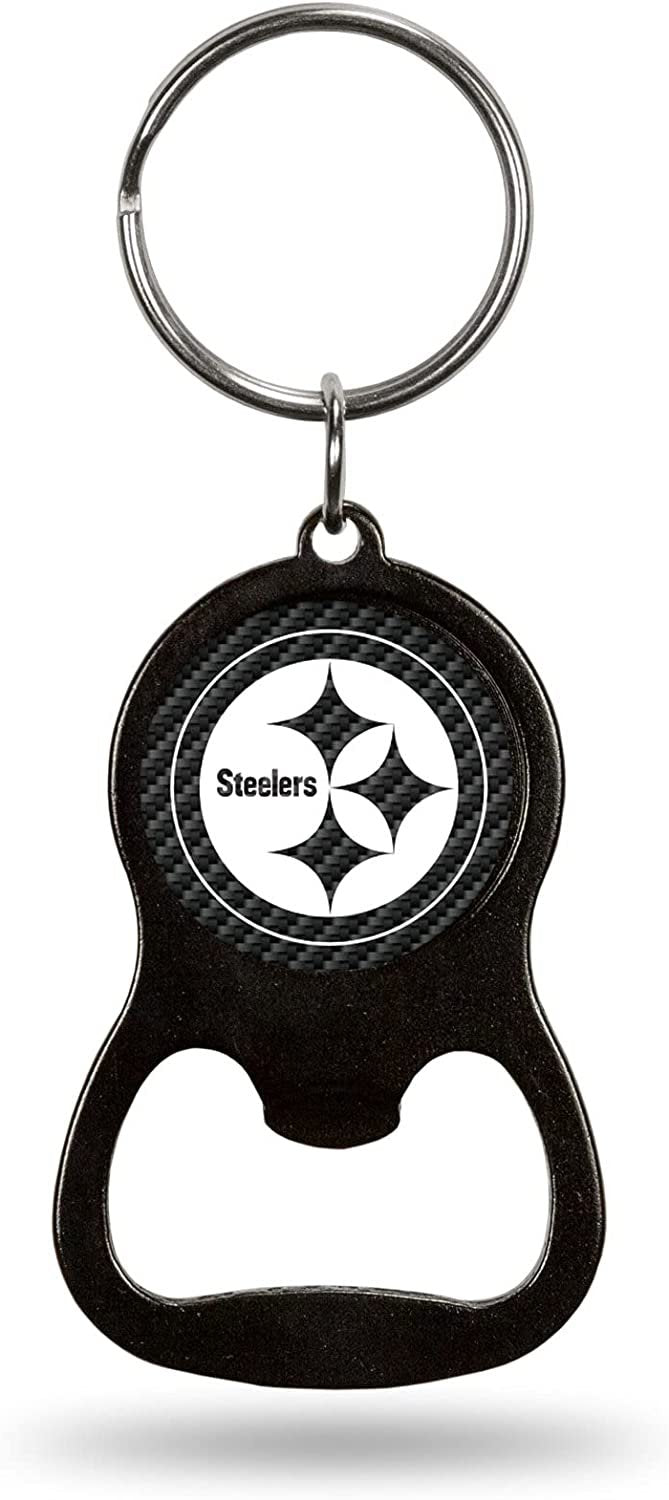 Pittsburgh Steelers Metal Keychain Bottle Opener, Carbon Fiber Design