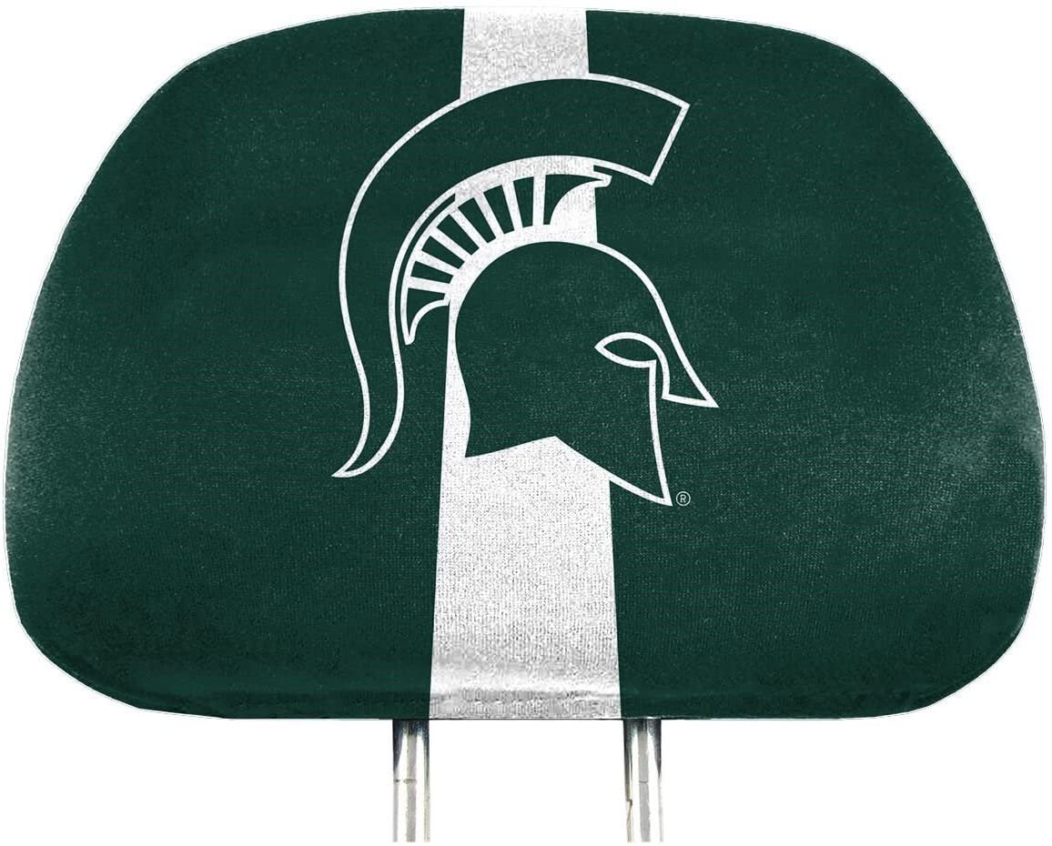 Michigan State University Spartans Premium Pair of Auto Head Rest Covers, Full Color Printed, Elastic, 10x14 Inch