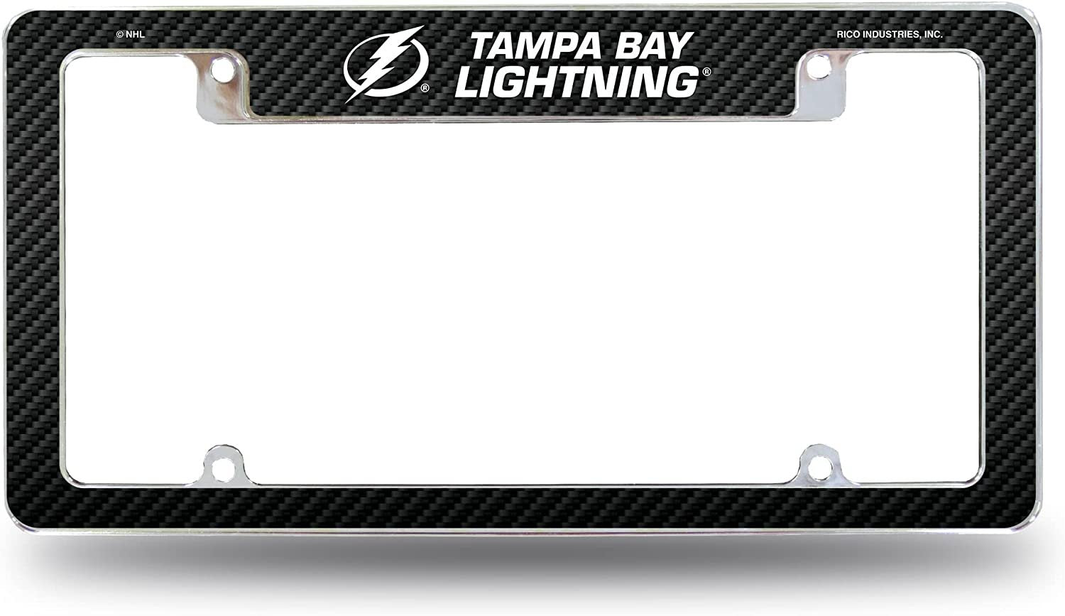 Tampa Bay Lightning Metal License Plate Frame Chrome Tag Cover Carbon Fiber Design 6x12 Inch