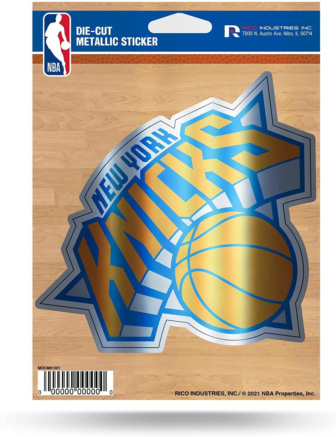 New York Knicks 5 Inch Die Cut Decal Sticker, Metallic Shimmer Design, Full Adhesive Backing