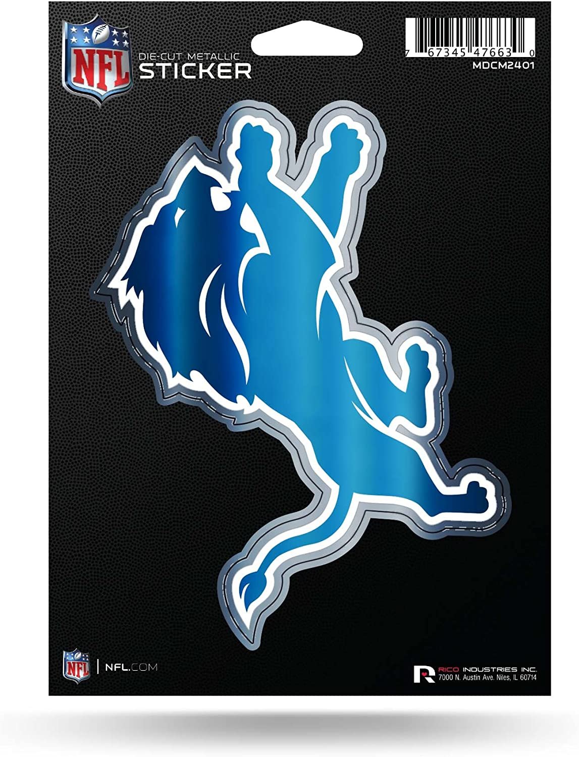 Detroit Lions 5 Inch Die Cut Decal Sticker, Metallic Shimmer Design, Full Adhesive Backing