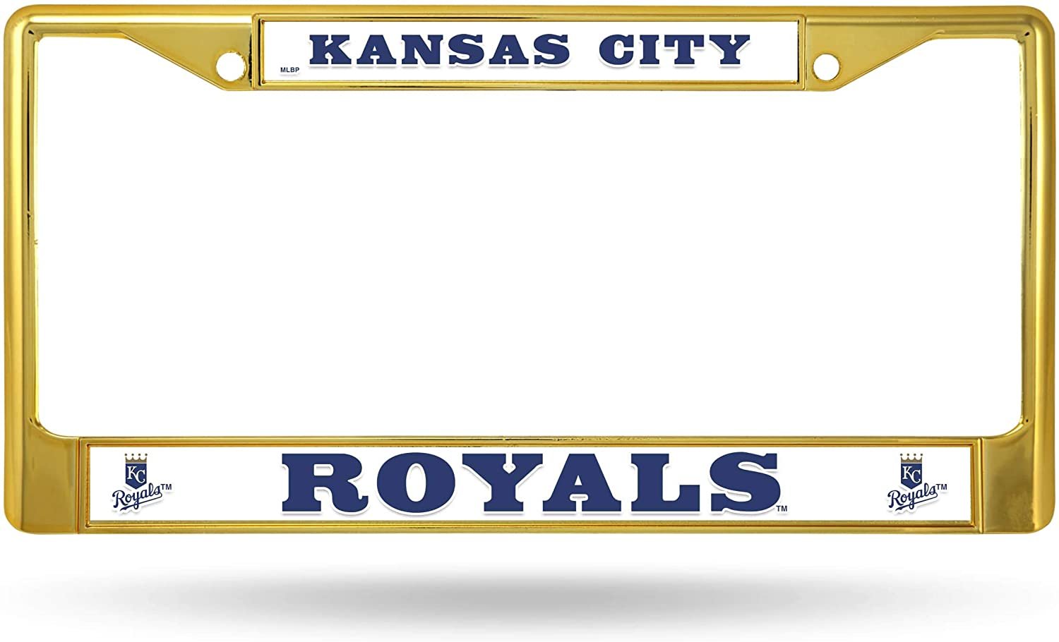 Kansas City Royals Gold Metal License Plate Frame Chrome Tag Cover, 12x6 Inch