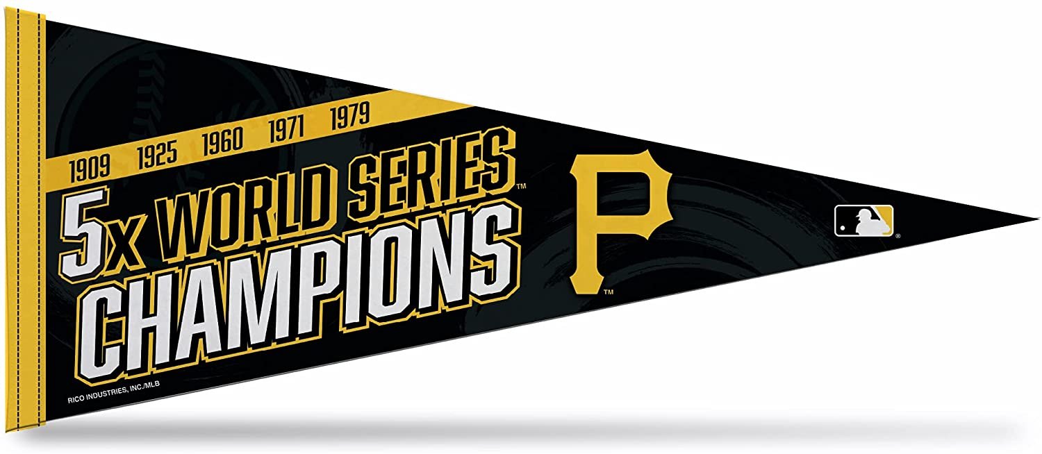 Pittsburgh Pirates 5-Time World Series Champions Soft Felt Pennant, 12x30 Inch, Easy To Hang