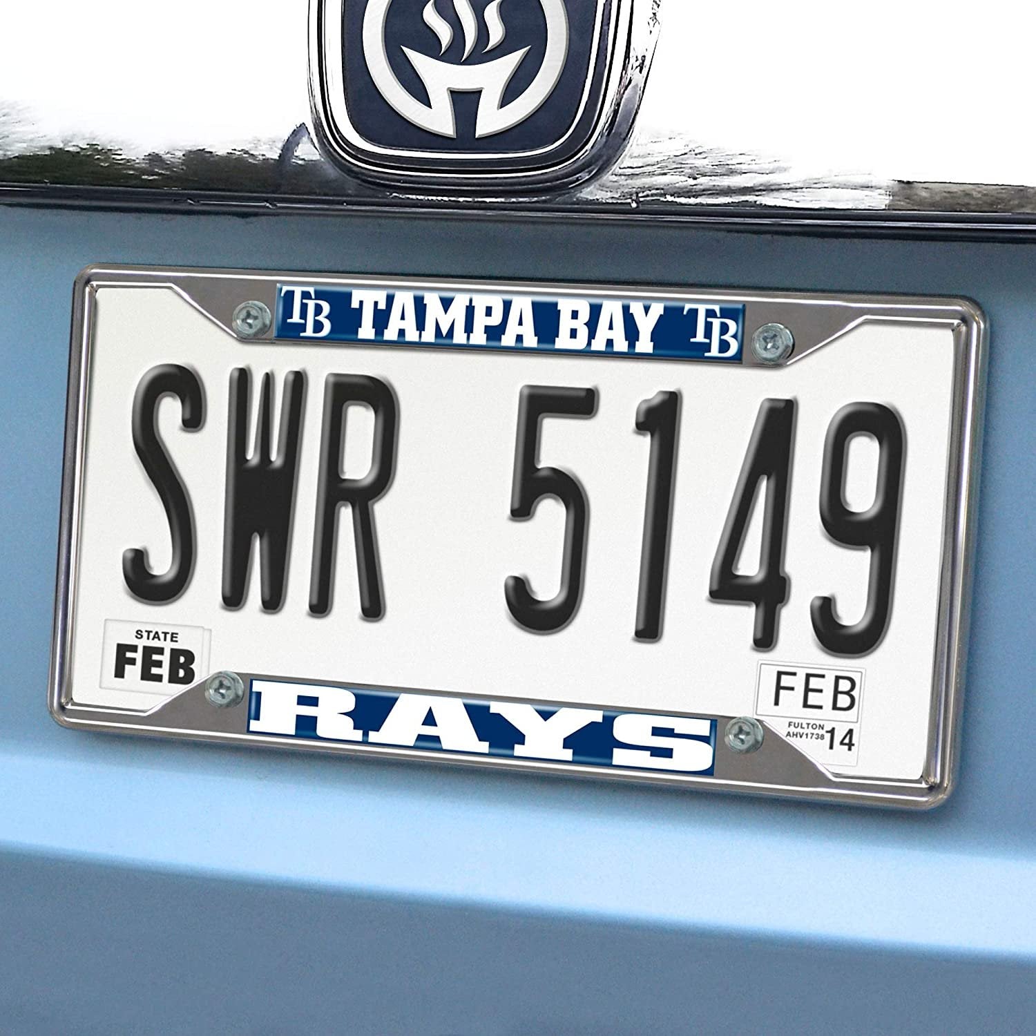 Tampa Bay Rays Metal License Plate Frame Tag Cover Chrome 6x12 Inch