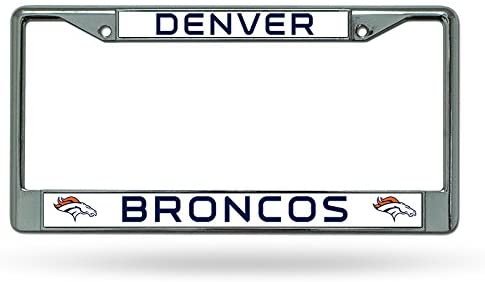 Denver Broncos Premium Metal License Plate Frame Chrome Tag Cover, 12x6 Inch