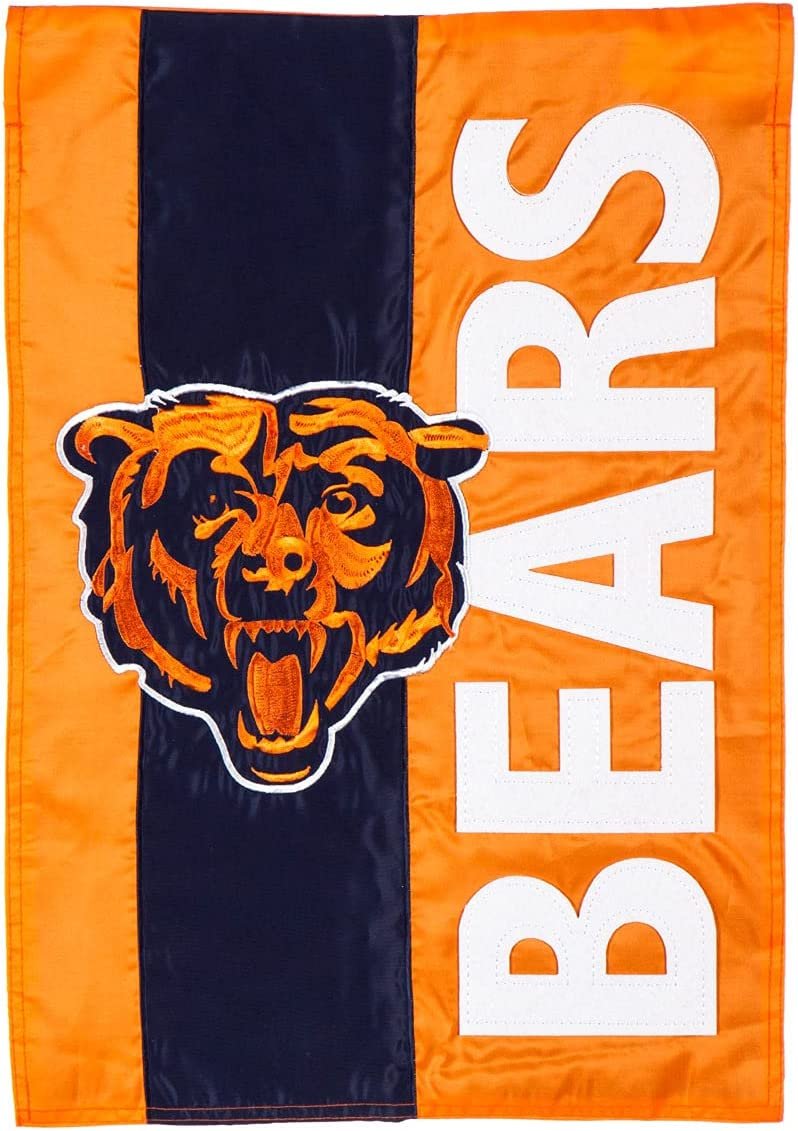 Chicago Bears Premium Garden Flag Embroidered Logo Applique Double Sided 12.5x18 Inch Indoor Outdoor