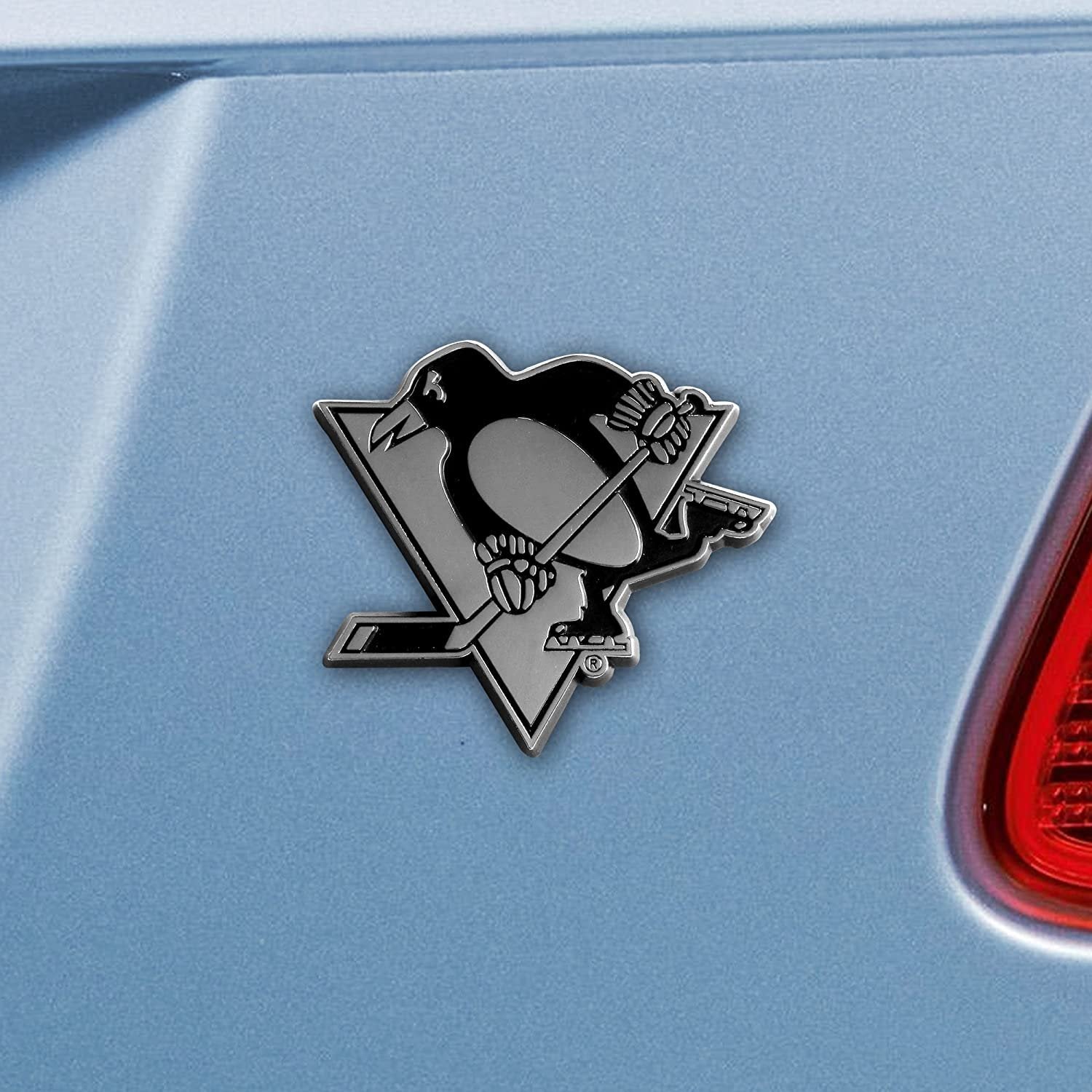 Pittsburgh Penguins Premium Solid Metal Raised Auto Emblem, Shape Cut, Adhesive Backing