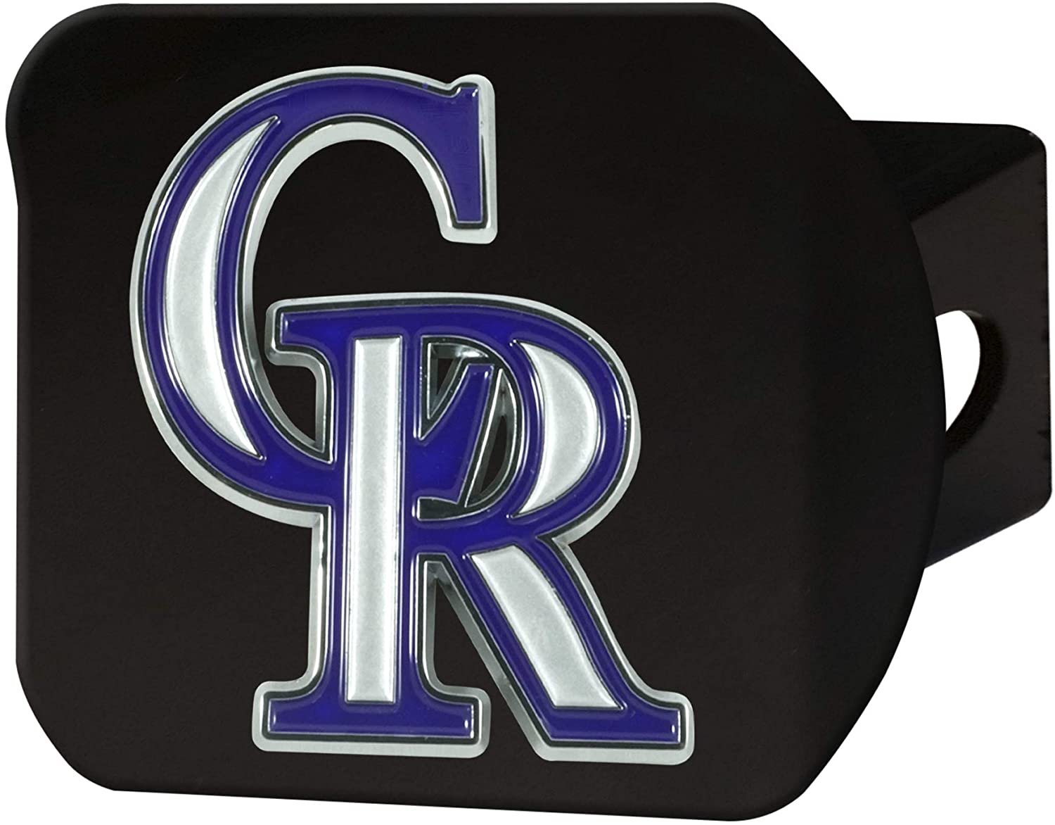 Colorado Rockies Solid Metal Black Hitch Cover with Color Metal Emblem 2 Inch Square Type III