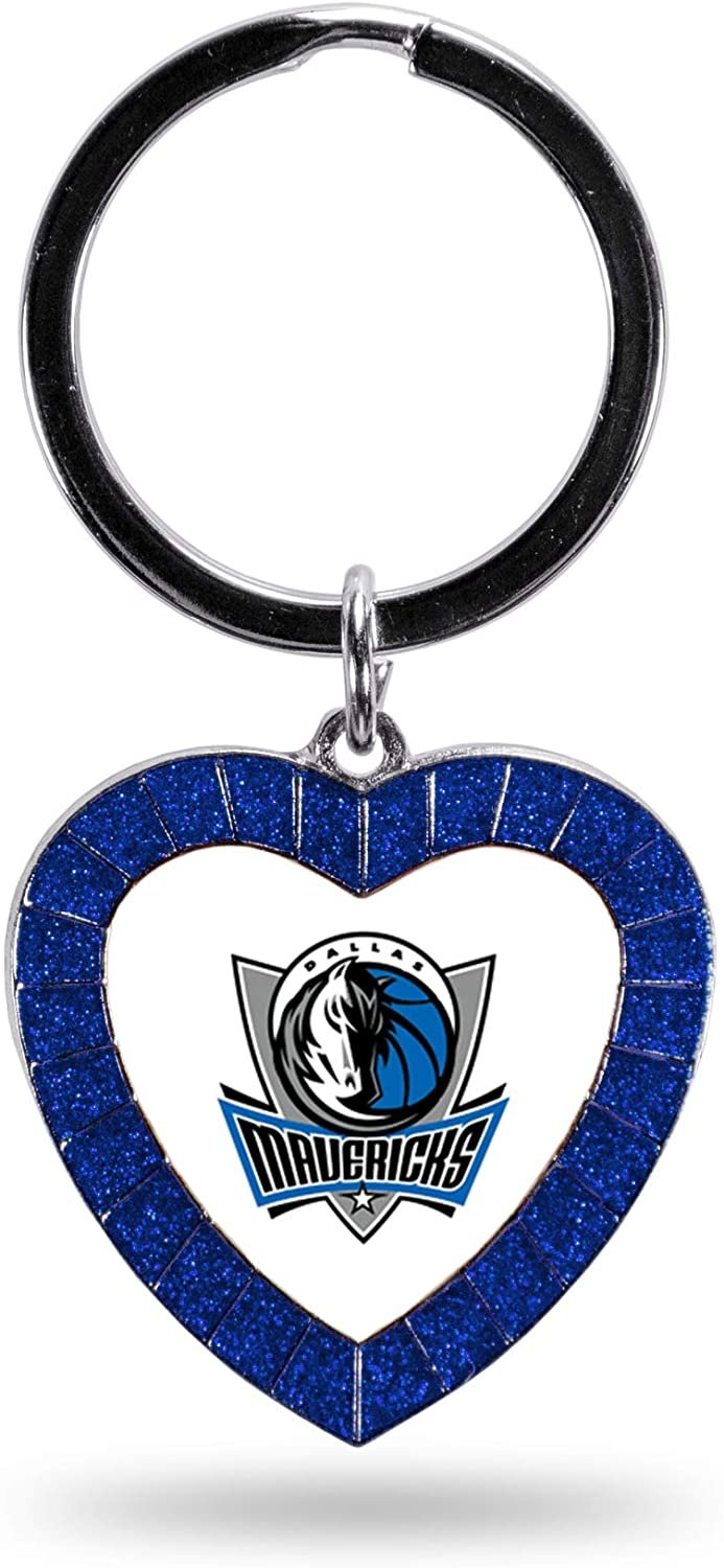 Dallas Mavericks Metal Keychain Rhinestone Colored Heart Shape