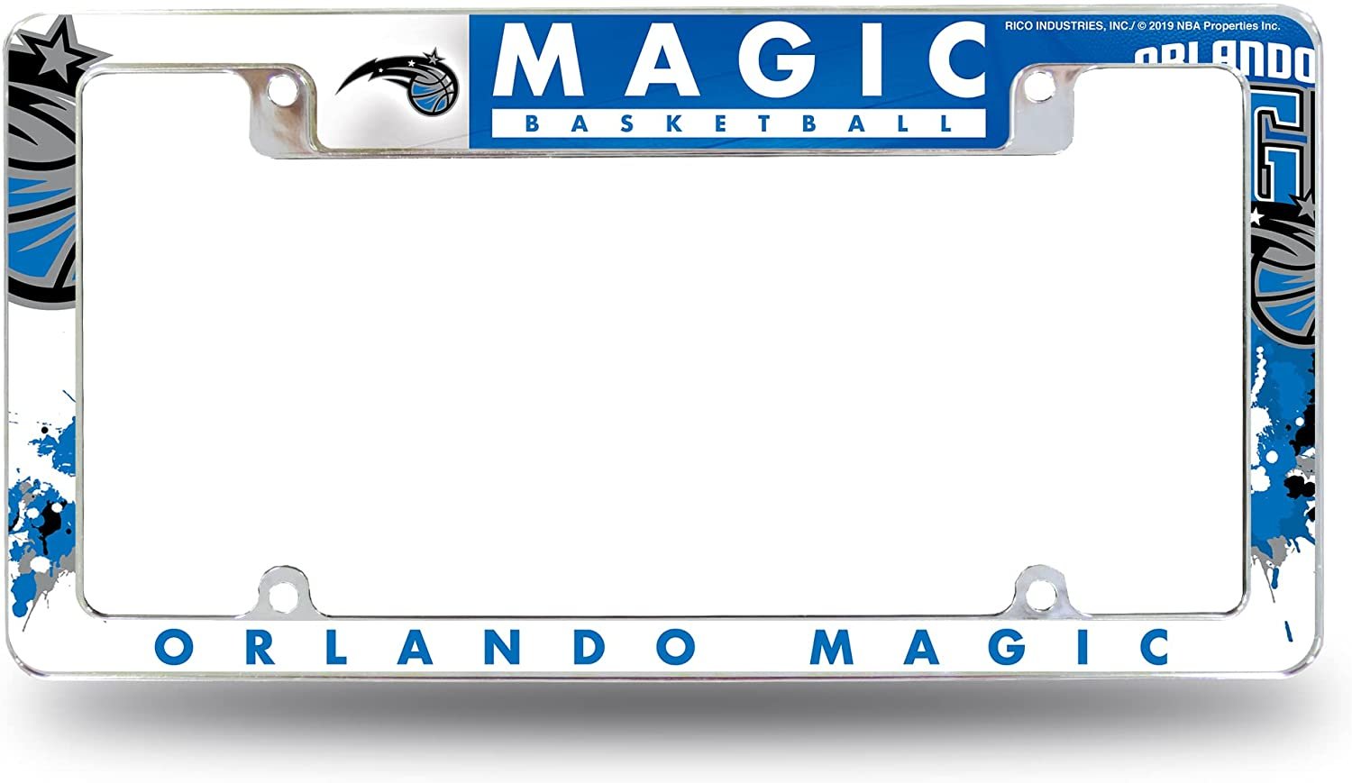 Orlando Magic Metal License Plate Frame Tag Cover All Over Design 12x6 Inch