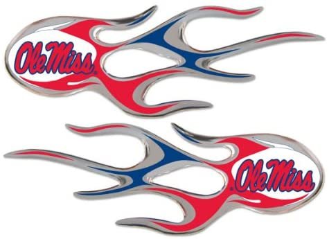 Ole Miss Rebels Mississippi Micro Flames Auto Decal 2 Pack for Car Truck Motorcycle Bike Mailbox Locker Sticker College Licensed Team Logo