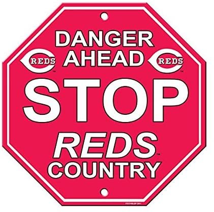 MLB Cincinnati Reds Sign12x12 Plastic Stop Style, Team Colors, One Size