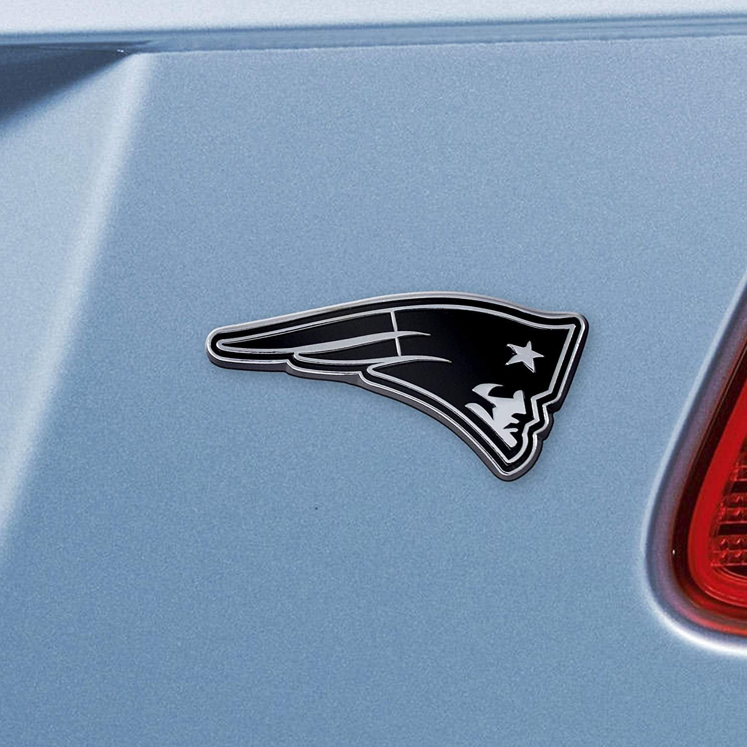 New England Patriots Premium Solid Metal Raised Auto Emblem Shape Cut Adhesive Backing