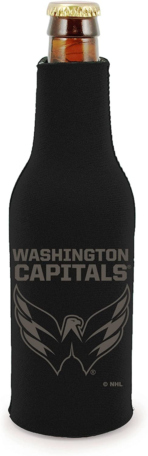 Washington Capitals 2-Pack Tonal Black Design Zipper Bottle Neoprene Beverage Insulator Holder Hockey