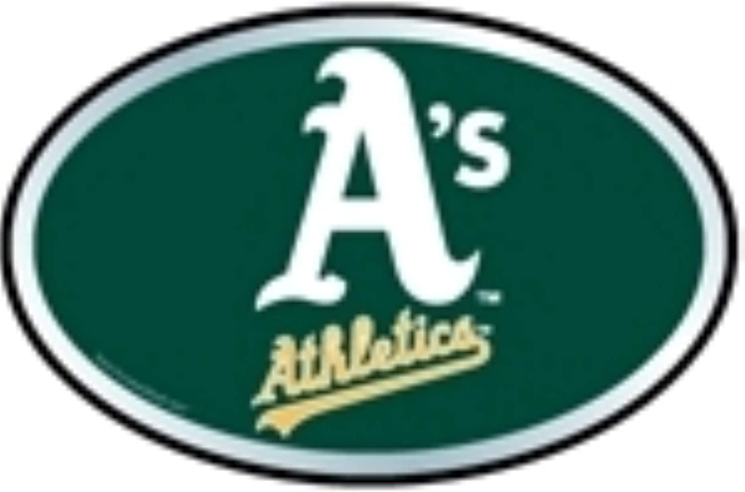 Oakland Athletics A's Premium Aluminum Metal Auto Emblem, Raised 3D Effect, Oval Shape, Full Adhesive Backing