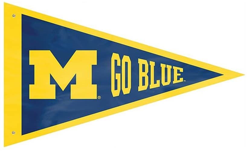 University of Michigan Wolverines Premium 3x5 Flag Banner, Pennant Design, Applique, Indoor or Outdoor, Single Sided