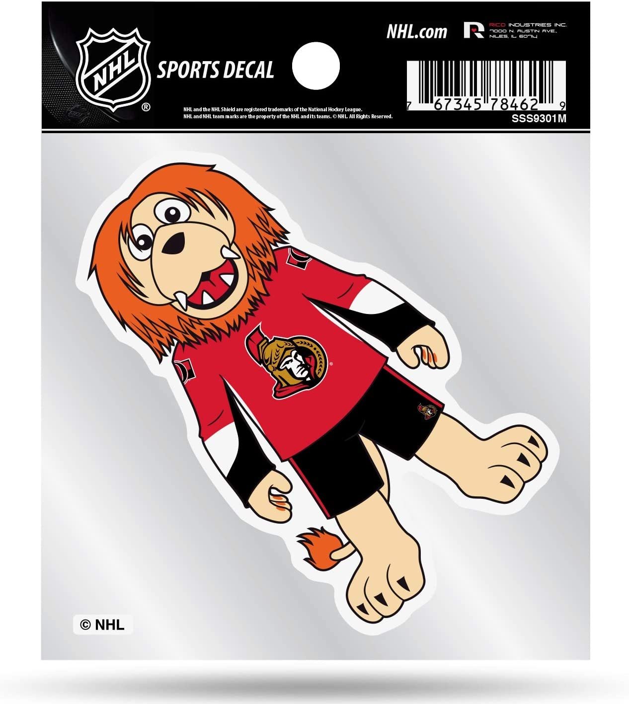 Ottawa Senators 4x4 Decal Sticker Mascot Logo Premium with Clear Backing Flat Vinyl Auto Home Hockey