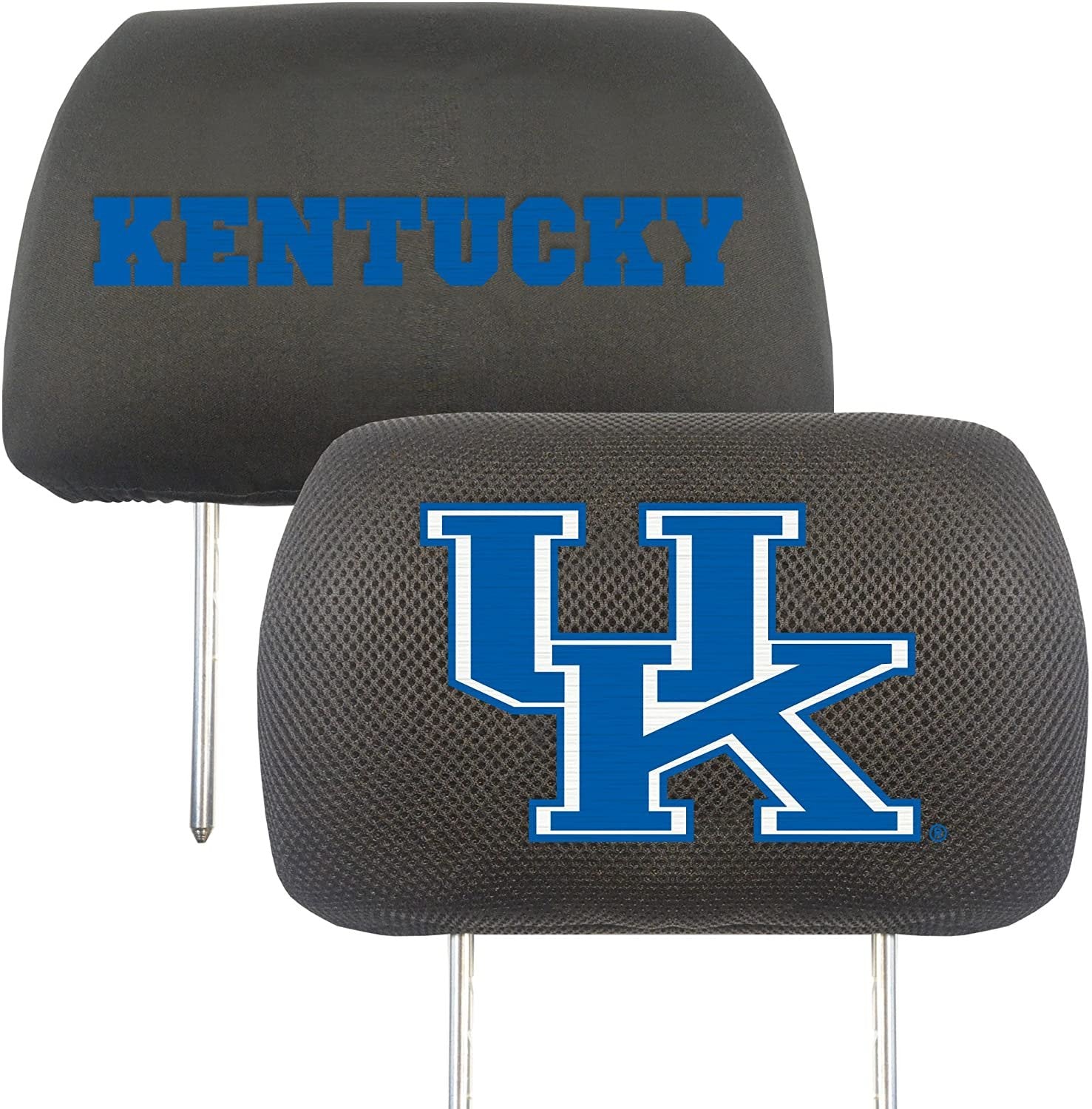 University of Kentucky Wildcats Pair of Premium Auto Head Rest Covers, Embroidered, Black Elastic, 14x10 Inch