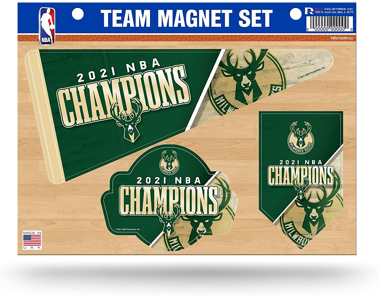 Milwaukee Bucks 2021 Basketball Champions Die Cut Team Magnet Set Sheet