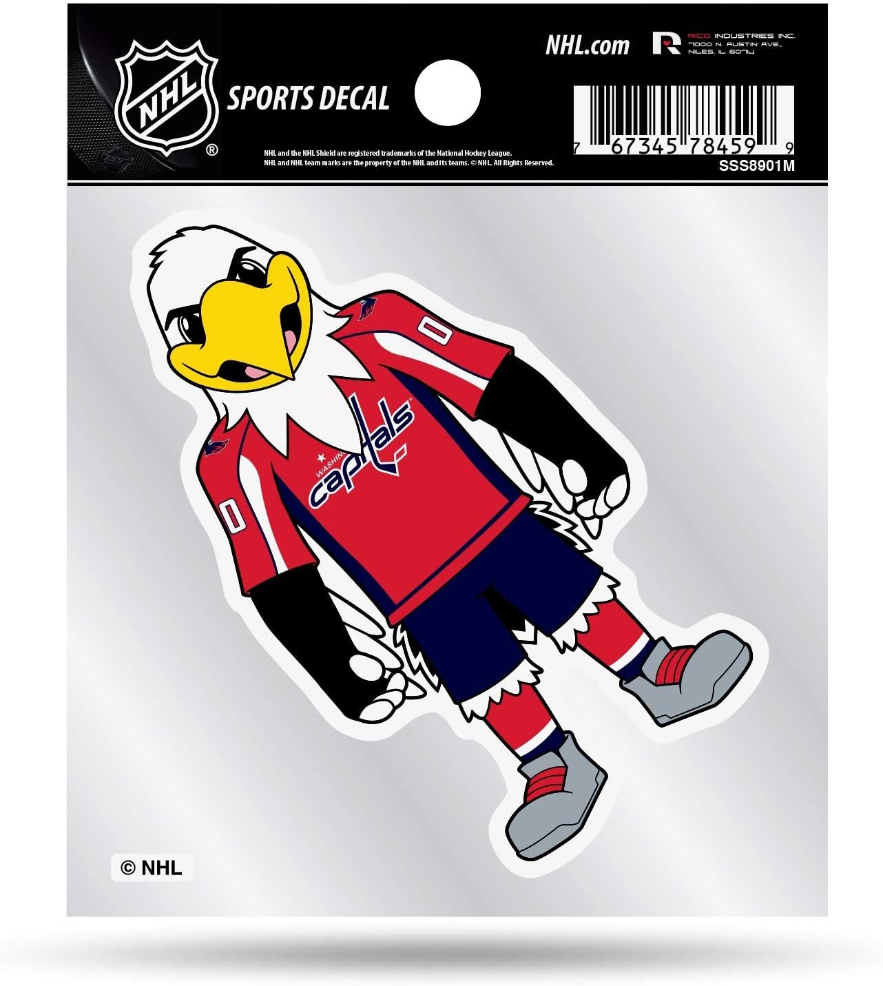 Washington Capitals Mascot Logo Premium 4x4 Decal with Clear Backing Flat Vinyl Auto Home Sticker Hockey