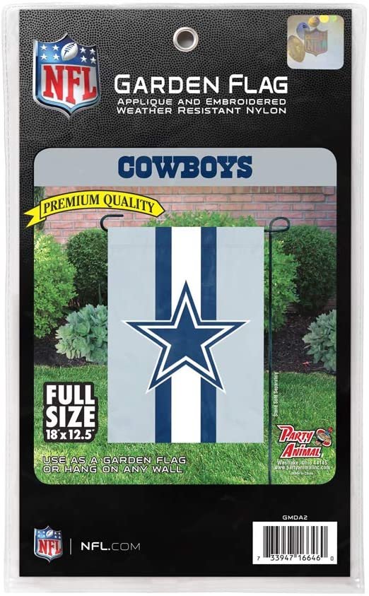 Dallas Cowboys Premium Garden Flag Banner Applique Embroidered Silver with Star 12.5x18 Inch