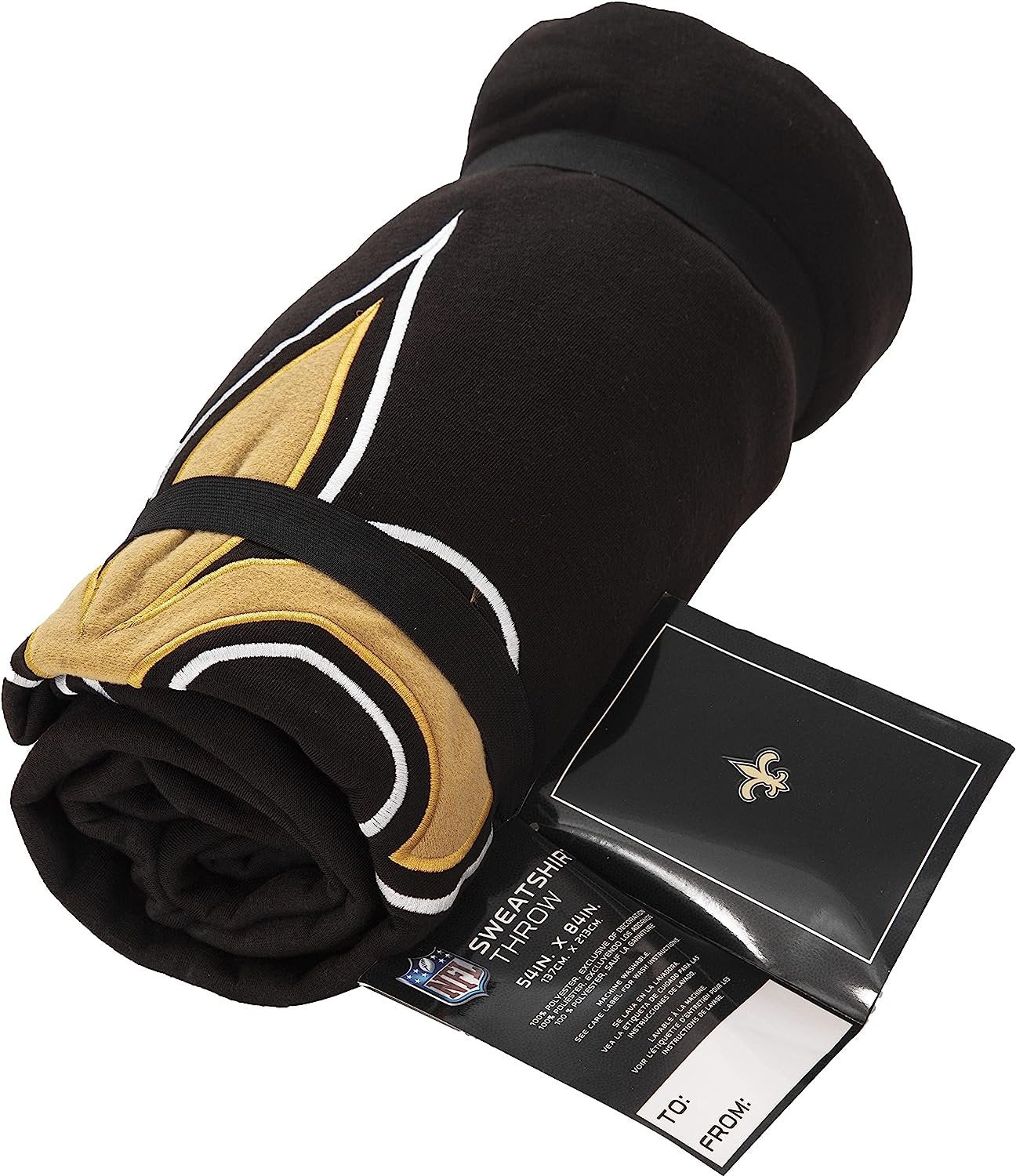 New Orleans Saints Throw Blanket, Sweatshirt Design, Embroidered Logo, Dominate Style, 54x84 Inch