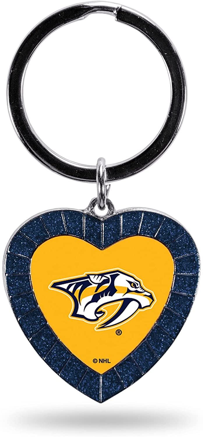 Nashville Predators Keychain Rhinestone Heart Decal Emblem Team Color Hockey