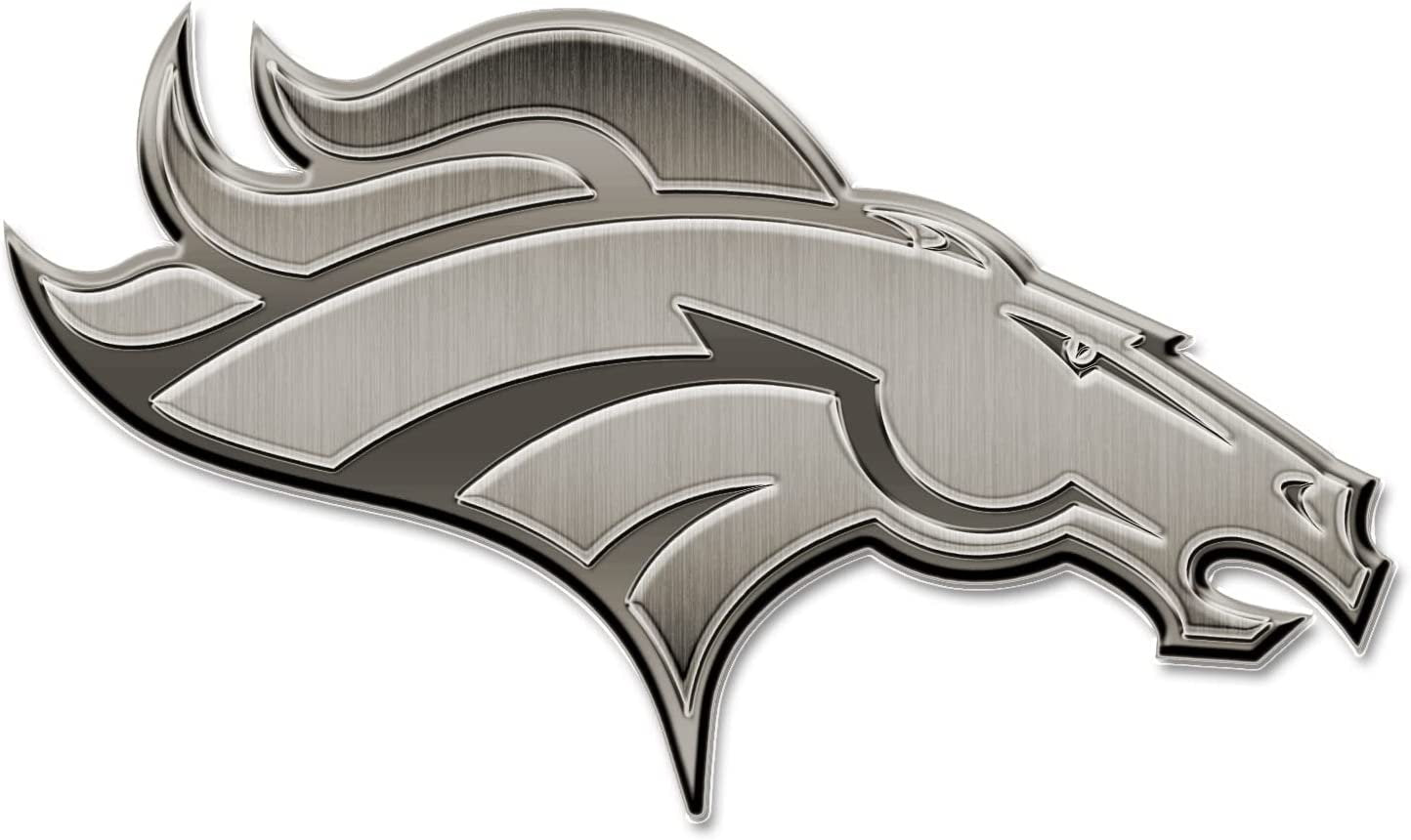 Denver Broncos Solid Metal Auto Emblem Antique Nickel Design