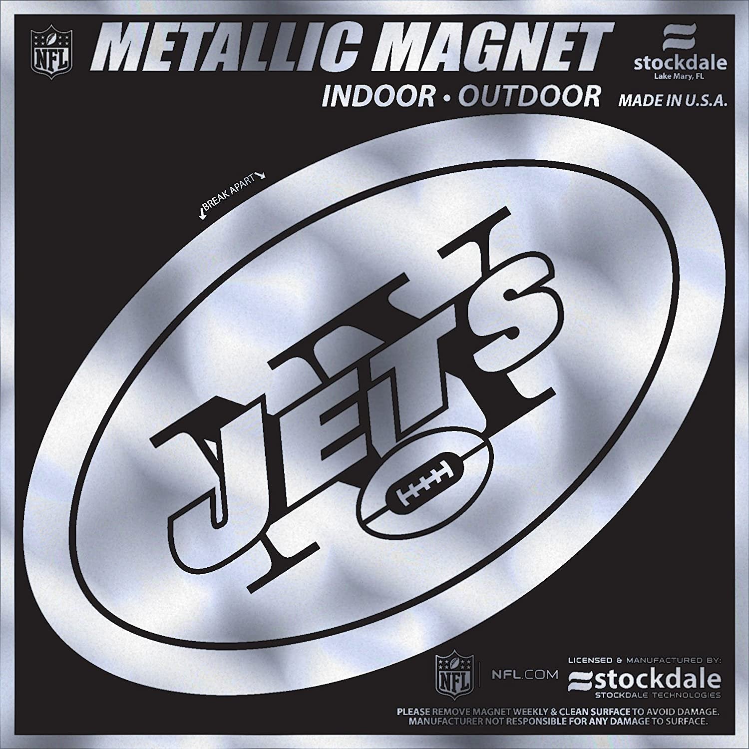 New York Jets 12 Inch Magnet, Metallic Chrome Shimmer Design, Vinyl Die Cut, Auto Home Heavy Duty