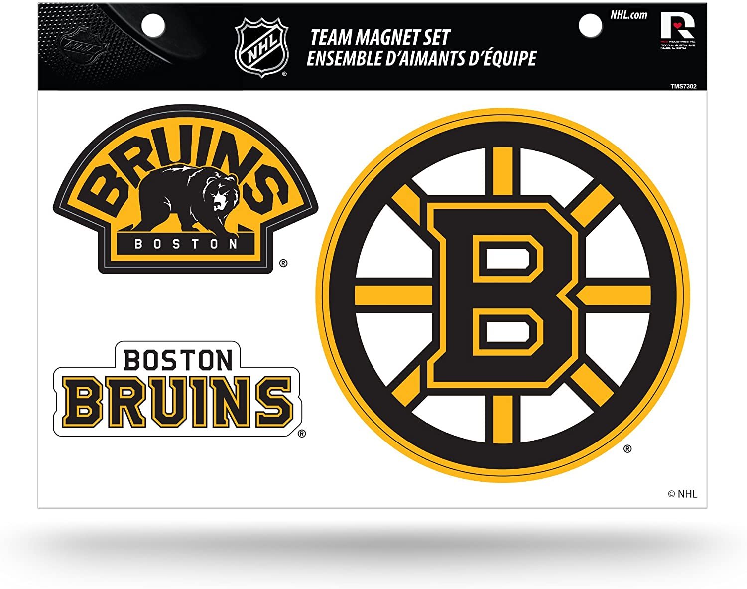 Boston Bruins Team Multi Magnet Set, 8.5x11 Inch Sheet, Die Cut, Auto Home