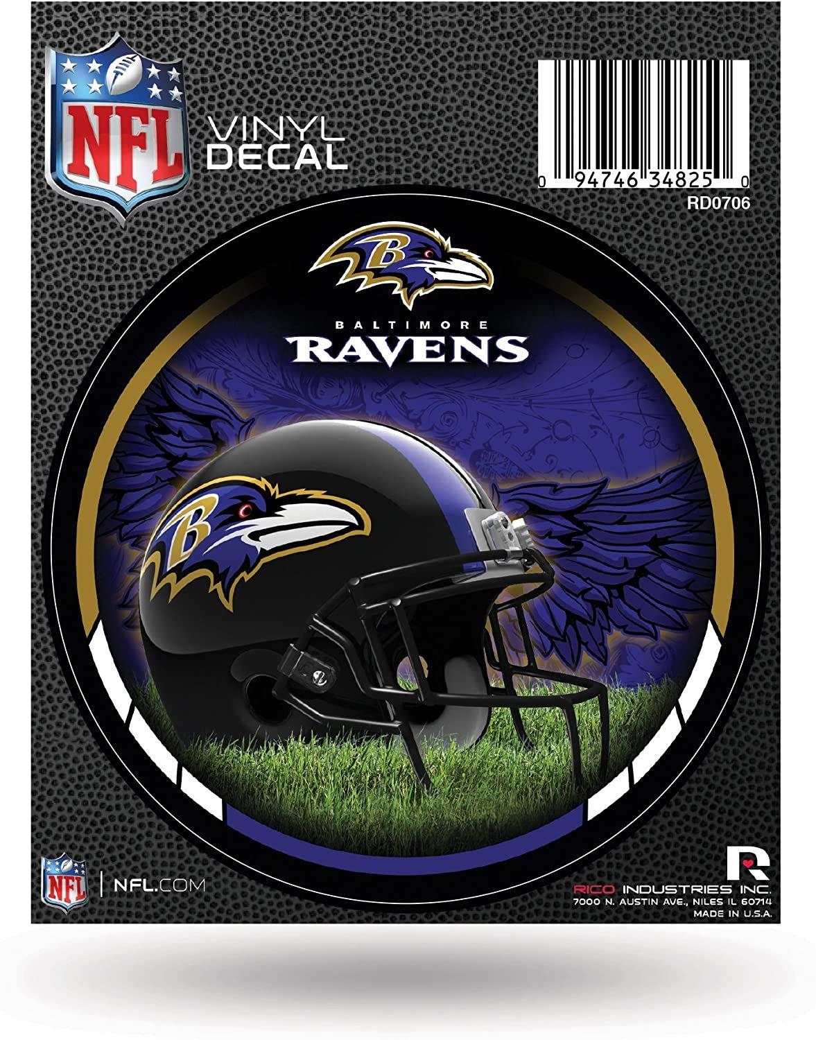 Baltimore Ravens 4 Inch Flat Vnyl Round Decal Sticker Auto Home