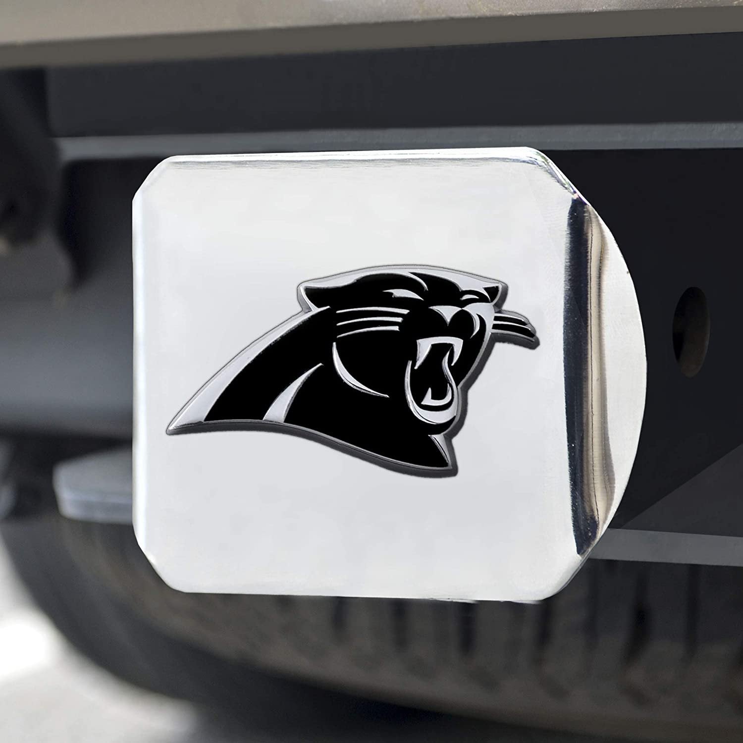 Carolina Panthers Hitch Cover Solid Metal with Raised Chrome Metal Emblem 2" Square Type III