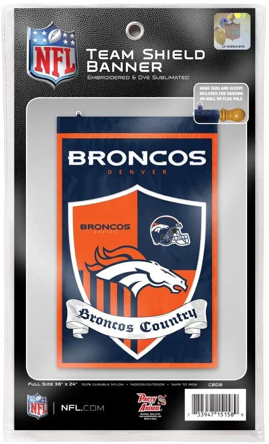 Denver Broncos 2x3 Feet Banner Flag Team Shield Design