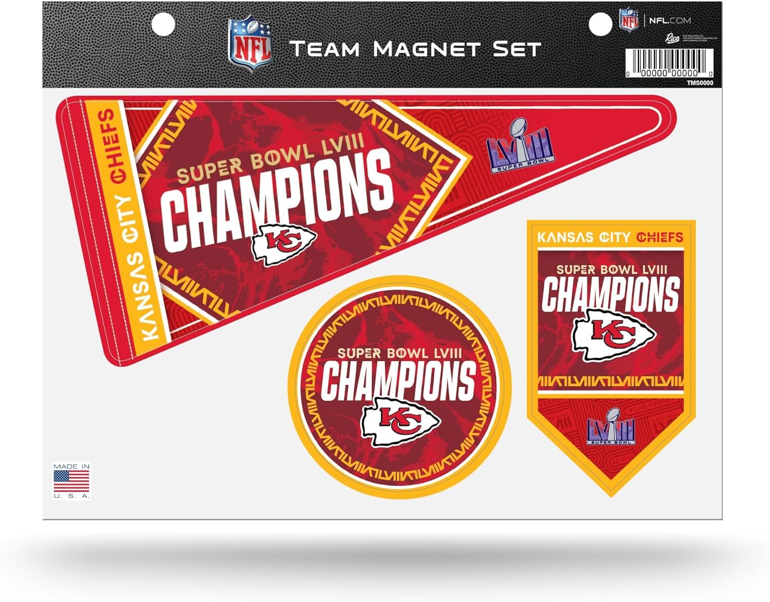 Kansas City Chiefs 2024 Super Bowl LVIII Champions Team Multi Magnet Set, 8.5x11 Inch Sheet, Die Cut, Auto Home